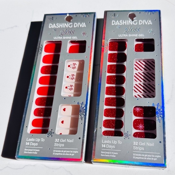 NEW 2 Packs Dashing Diva Gloss Ultra Shine Gel Nail Polish Strips Red Glitter - Picture 1 of 5